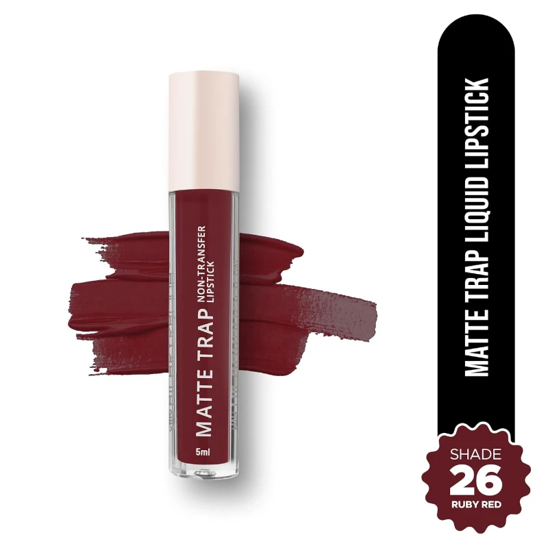 Hilary Rhoda Matte Trap Liquid Lipstick | Non-Transfer & Waterproof Lipstick | 8-Hour Long Stay | Non-Drying Formula | 5ml (Ruby Red - Shade 26) thumbnail 2